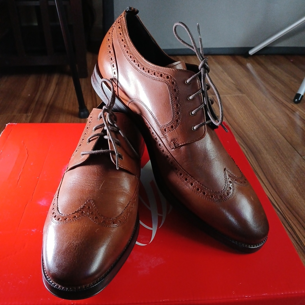 Cole Haan Wingtip Oxford Light‎ Brown Leather Dress Shoes C30100 Mens Size 11 M - Picture 4 of 9